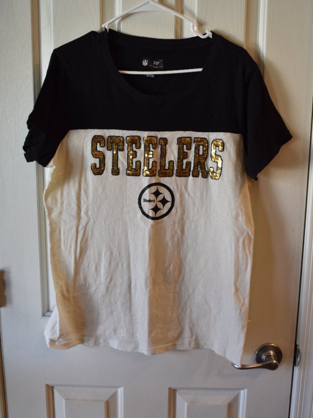 Pittsburgh Steelers NFL Sequin Graphic Tee Women's XL